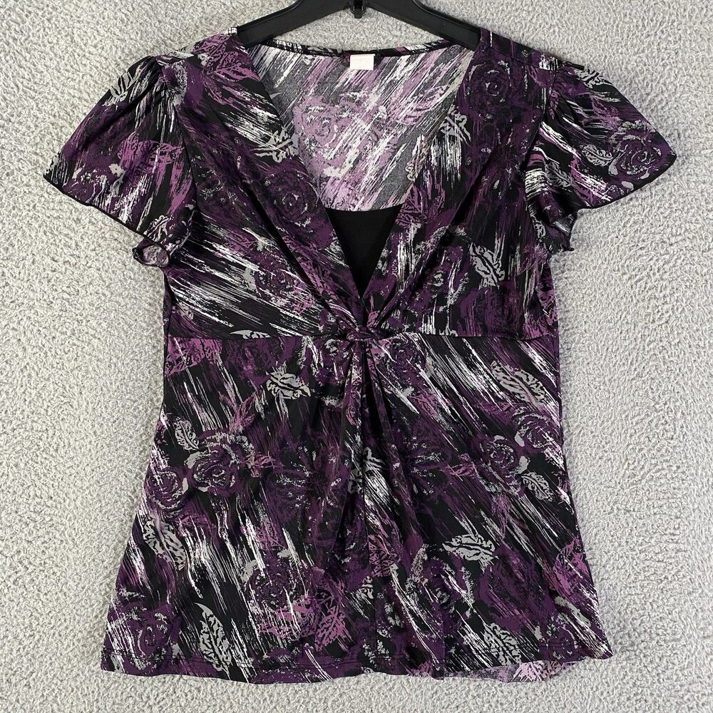 Vintage Agenda Top Women Large Black Purple Y2K Babydoll Whimsigoth Fairy Grunge